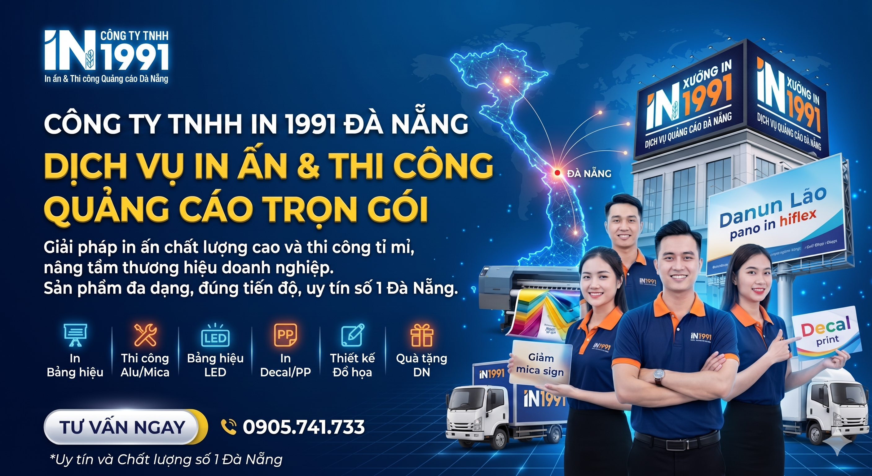 Dịch vụ in ấn thi công quảng cáo IN1991 Đà Nẵng